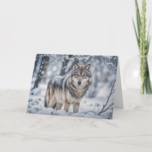 Seasons Greetings Wolf in the Snow Christmas Karte (Vorderseite)