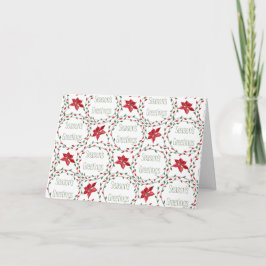 Season's Greetings wreath red green white Feiertagskarte