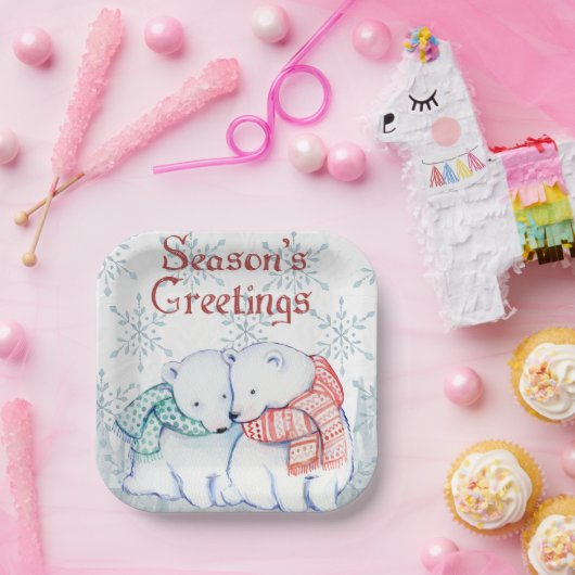 "Seasons Gruß-Eisbären" Pappteller (Party)