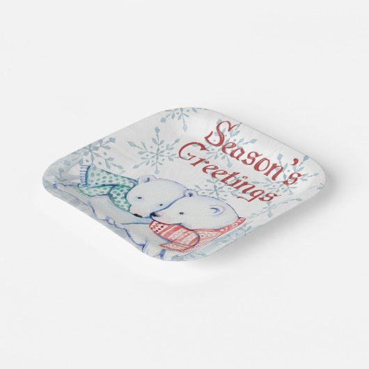 "Seasons Gruß-Eisbären" Pappteller (Gewinkelt)