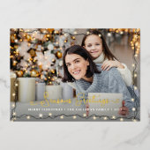 Seasons Gruß Weihnachtsbeleuchtung Folien Feiertagskarte (Vorderseite)