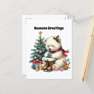 Seasons Gruß Weihnachtspolarbär anpassbar Feiertagspostkarte