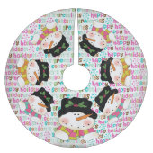 Seasons Grußfreuden Urlaub Snowmen Treppenhaus Roc Polyester Weihnachtsbaumdecke (Vorderseite)