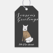 Seasons Grußwort Wolf Schwarzes Weihnachtsgeschenk Geschenkanhänger (Vorderseite)