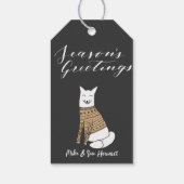 Seasons Grußwort Wolf Schwarzes Weihnachtsgeschenk Geschenkanhänger (Rückseite)