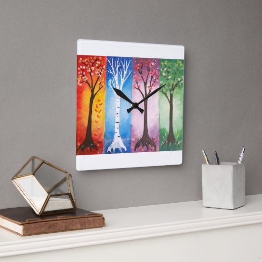 Seasons Quadratische Wanduhr (Büro)
