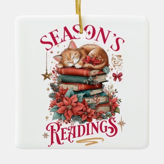 Season's Readings Cozy Kitten  Keramikornament (Vorderseite)