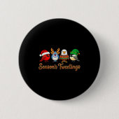 Season's Tweetings Funny Christmas Birdwatcher Squ Button (Vorderseite)