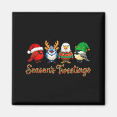 Season's Tweetings Funny Christmas Birdwatcher Squ Magnet (Vorne)