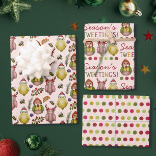 Seasons Tweetings Niedlich Bird Weihnachtsmuster Geschenkpapier Set