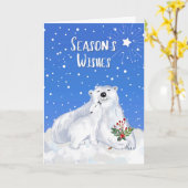 Season's Wunsche mit Baby Polar Bär und Mutter Karte (Gelbe Blume)