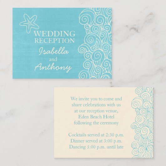 Seastar Blue & Creme Begleitkarte (Vorne/Hinten)