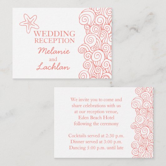 Seastar Korallen & Weiße Hochzeitsnacht Karte (Vorne/Hinten)