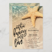 Seastar Sand Beach Wedding Einladung (Vorne/Hinten)