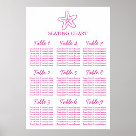 Seastar Seesterne Hochzeitstich Tischplaner 1-9 Poster
