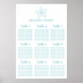 Seastar Seesterne Hochzeitstich Tischplaner 1-9 Poster (Vorne)