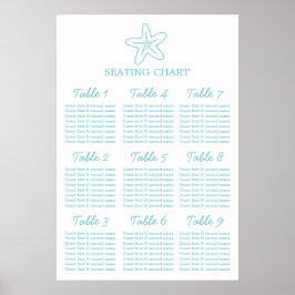 Seastar Seesterne Hochzeitstich Tischplaner 1-9 Poster