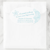 Seastar Swirl Aqua weiße Hochzeitscreme Ovaler Aufkleber (Tasche)