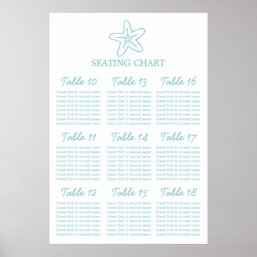 Seastar Wedding Table Planner 10-18 Poster (Vorne)