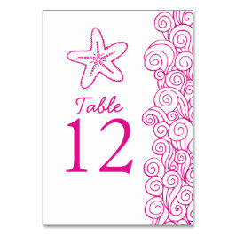 Seastar Wellen rosa Strand Hochzeit Tischnummern