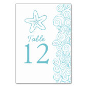 Seastar Wellen Wasserstrand Hochzeit Tischnummern (Vorderseite)