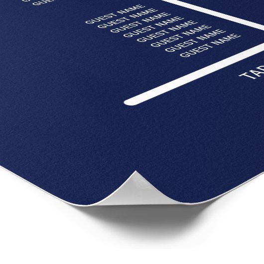 Seat Elegante Blue Wedding Seating Chart Poster (Ecke)