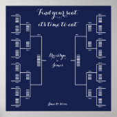 Seat Elegante Blue Wedding Seating Chart Poster (Vorne)