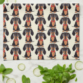 Seated Dachshund Kitchen Towels Geschirrtuch (Gefaltet)