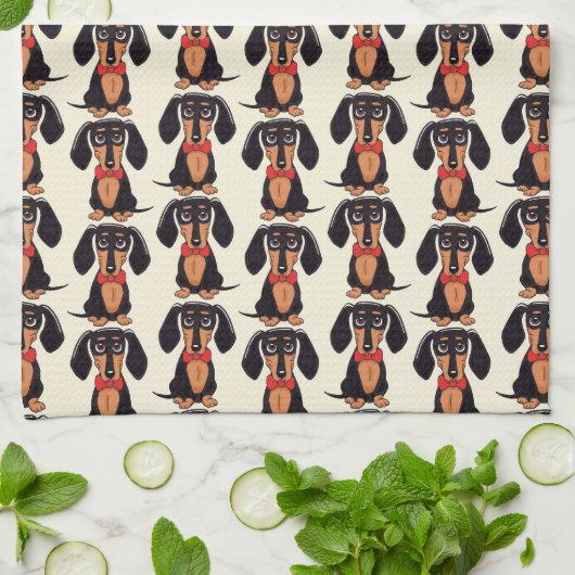 Seated Dachshund Kitchen Towels Geschirrtuch (Gefaltet)