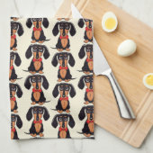 Seated Dachshund Kitchen Towels Geschirrtuch (Viertel Falte)