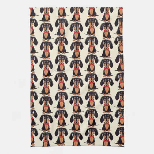Seated Dachshund Kitchen Towels Geschirrtuch (Vertikal)
