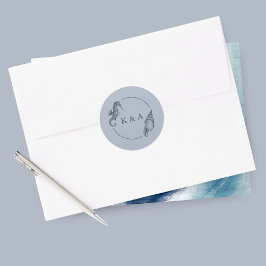 SEATERNAL Seepferd & Sea Muschel Wedding Monogram Runder Aufkleber