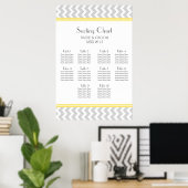 Seating Chart 10 Tables Yellow Grey Chevron Poster (Heimbüro)