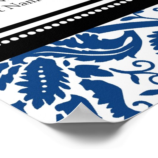 Seating Chart 12 Tables 96 Guest Blue Black Damask Poster (Ecke)