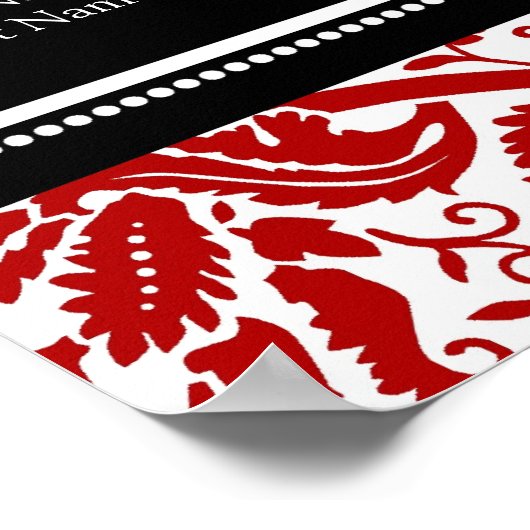 Seating Chart 12 Tables 96 Guest Red Black Damask Poster (Ecke)