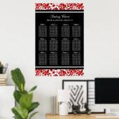 Seating Chart 12 Tables 96 Guest Red Black Damask Poster (Heimbüro)
