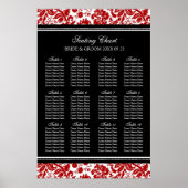 Seating Chart 12 Tables 96 Guest Red Black Damask Poster (Vorne)