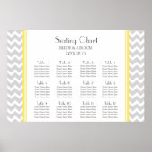 Seating Chart 12 Tables Yellow Grey Chevron Poster (Vorne)