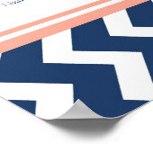 Seating Chart 15 Tabelle 150 Guest Blue Zickzack Poster (Ecke)