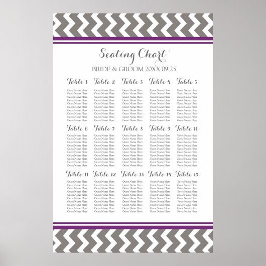 Seating Chart 15 Tabelle 150 Guest Pplum Gray Zick Poster (Vorne)