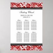 Seating Chart 6 Tabellen 60 Guest Red Black Damask Poster (Vorne)