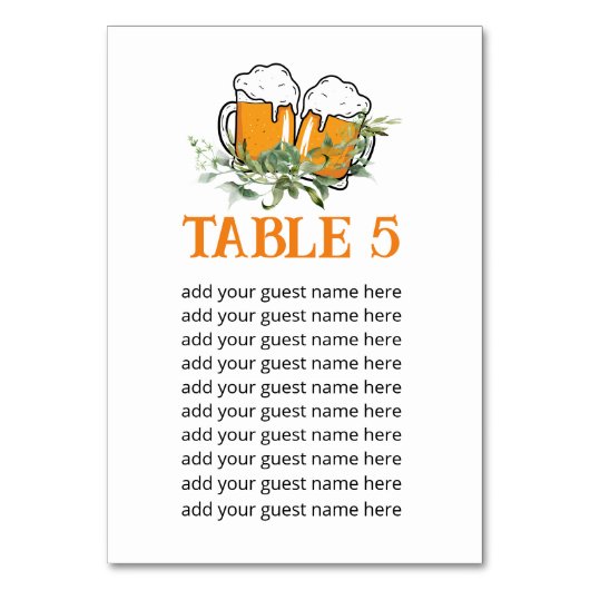 Seating Chart Baby Brauen Babydusche Tischnummer (Vorderseite)