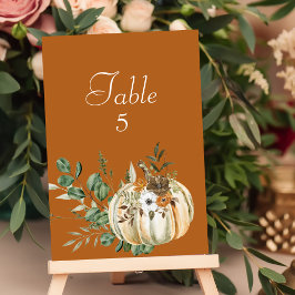 Seating Chart Fall Rustic Brown Floral Pumpkin Tischnummer