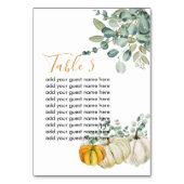 Seating Chart Fall Rustikale Kürbis Grüne Tischnummer (Vorderseite)