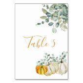 Seating Chart Fall Rustikale Kürbis Grüne Tischnummer (Vorderseite)
