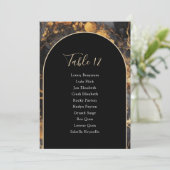 Seating Chart für Gold-Marmor- und Bogen-Tischnumm Einladung (Stehend Vorderseite)