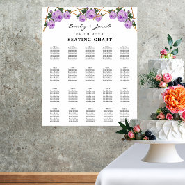 Seating Chart Gold Geometric Lila Floral Wed 200 Poster