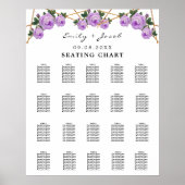 Seating Chart Gold Geometric Lila Floral Wed 200 Poster (Vorne)