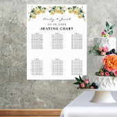 Seating Chart Gold Geometric Yellow Floral Wed 60 Poster