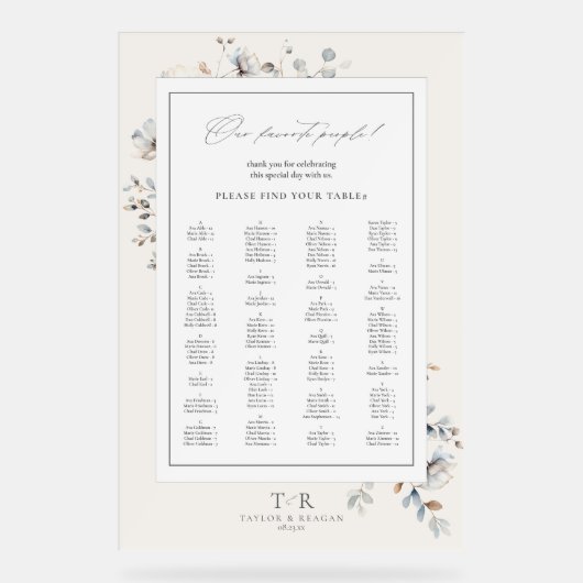 Seating Chart Ivory ID1102 für empfindliche Wildbl Acrylschild (Vorderseite)